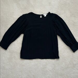 H&M Black Blouse with Puff Sleeves